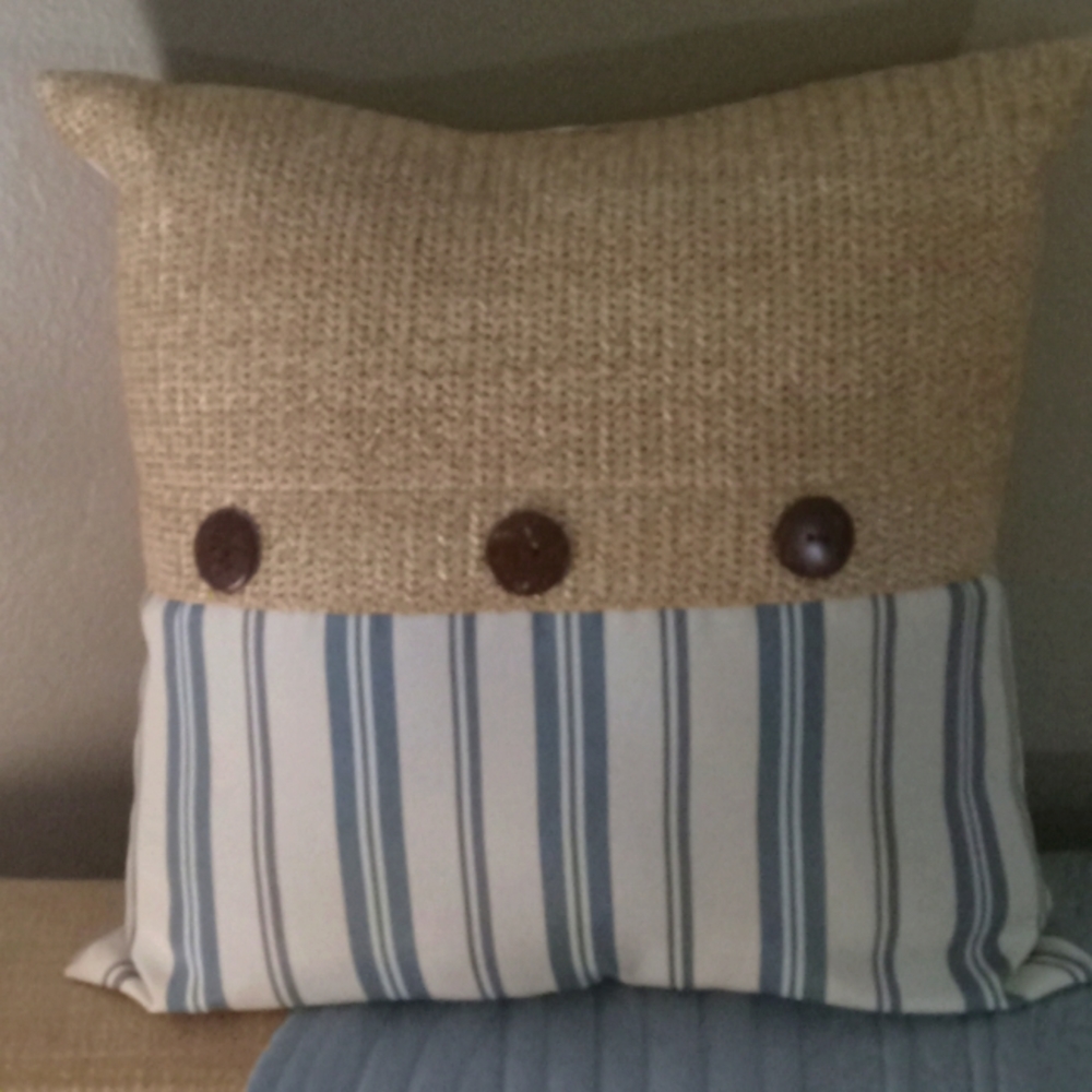 Sonoma Hermosa Stripe Indoor/Outdoor Button Throw Pillow - Picture 2 of 4